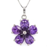 CREATED AMETHYST 18K GOLD PLATED GERMAN SILVER PENDANT