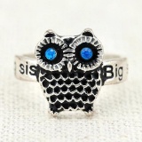 LUXURIANT 18K GOLD PLATED OWL GERMAN SILVER RING