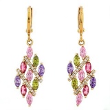 CREATED MULTI COLOR SAPPHIRE & CREATED DIAMOND 18K GOLD PLATED GERMAN SILVER EARRINGS