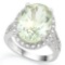 8 3/5 CARAT GREEN AMETHYST & 2/5 CARAT (40 PCS) CREATED WHITE SAPPHIRE 925 STERLING SILVER RING