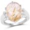9.42 Carat Genuine Golden Rutile and White Topaz .925 Sterling Silver Ring