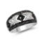 0.28 Carat Genuine Black Diamond and White Diamond .925 Sterling Silver Ring