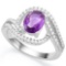1.10 CT AMETHYST & 9PCS CREATED DIAMOND 925 STERLING SILVER RING