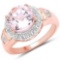 14K Rose Gold Plated 4.20 Carat Genuine Kunzite and White Topaz .925 Sterling Silver Ring