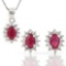 2 CARAT AFRICAN RUBY & DIAMOND 925 STERLING SILVER SET