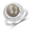 5.43 Carat Genuine Labradorite and White Topaz .925 Sterling Silver Ring