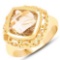 14K Yellow Gold Plated 3.86 Carat Genuine Golden Rutile .925 Sterling Silver Ring