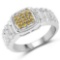 0.25 Carat Genuine Yellow Diamond .925 Sterling Silver Ring