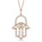 Diamond Hamsa Evil Eye Pendant Necklace 14k Rose Gold (0.51ct)