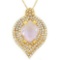 CREATED PINK AMETHYST & FLAWLESS CREATED DIAMOND 18K GOLD PLATED GERMAN SILVER PENDANT