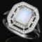 1 1/4 CARAT CREATED FIRE OPAL & DIAMOND 925 STERLING SILVER RING