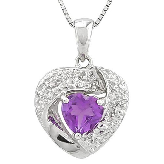 2/3 CARAT AMETHYST & DIAMOND 925 STERLING SILVER PENDANT