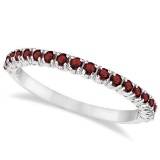 Half-Eternity Pave-Set Thin Garnet Stacking Ring 14k White Gold (0.65ct)