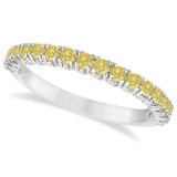 Half-Eternity Pave Yellow Diamond Stacking Ring 14k White Gold (0.75ct)