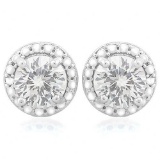 2 CARAT CREATED WHITE SAPPHIRE & DIAMOND 925 STERLING SILVER EARRINGS