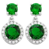 CREATED EMERALD 925 STERLING SILVER EARRINGS