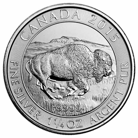 2015 Canadian Silver $8 Bison 1.25 Ounces