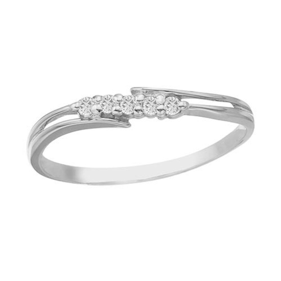 Certified 14K White Gold and Diamond Bypass Promise Ring 0.1 CTW