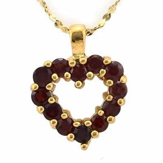 0.6 CARAT TW (12 PCS) GARNET IN 24K GOLD PLATED SILVER PENDANT