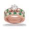 Antique Diamond and Emerald Bridal Set 18k Rose Gold (2.65ct)