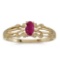 Certified 14k Yellow Gold Oval Ruby Ring 0.18 CTW