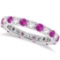 Pink Sapphire and Diamond Eternity Ring Band 14k White Gold (1.07ct)