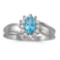 Certified 14k White Gold Oval Blue Topaz And Diamond Ring 0.18 CTW