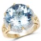 14K Yellow Gold Plated 14.15 Carat Genuine Blue Topaz .925 Sterling Silver Ring