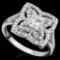 3/4 CARAT WHITE TOPAZ & (32 PCS) FLAWLESS CREATED DIAMOND 925 STERLING SILVER RING
