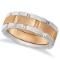 Comfort-Fit Two-Tone Wedding Band in 14k White and Rose Gold (8.5mm)