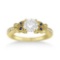 Butterfly Diamond and Sapphire Engagement Ring 14k Yellow Gold (1.00ct)