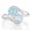 BABY SWISS BLUE TOPAZS & 2/3 CARAT AQUAMARINES 925 STERLING SILVER RING