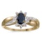 Certified 14k Yellow Gold Oval Sapphire And Diamond Ring 0.4 CTW