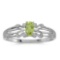 Certified 14k White Gold Oval Peridot Ring 0.19 CTW