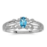 Certified 14k White Gold Oval Blue Topaz Ring 0.19 CTW