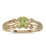 Certified 14k Yellow Gold Oval Peridot Ring 0.19 CTW