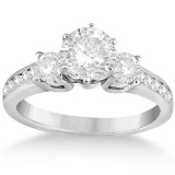 Three-Stone Diamond Engagement Ring in 18k White Gold (1.70 ctw)