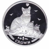 Isle of Man 2014 1 Crown Silver Proof Snowshoe Cat