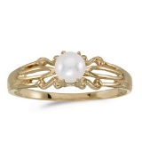 Certified 14k Yellow Gold Pearl Ring
