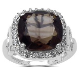 6.70 ct. t.w. Smoky Quartz and White Topaz Ring in Sterling Silver
