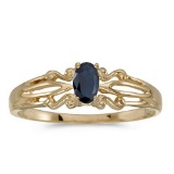 Certified 14k Yellow Gold Oval Sapphire Ring 0.25 CTW