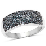 0.42 Carat Genuine Blue Diamond .925 Sterling Silver Ring
