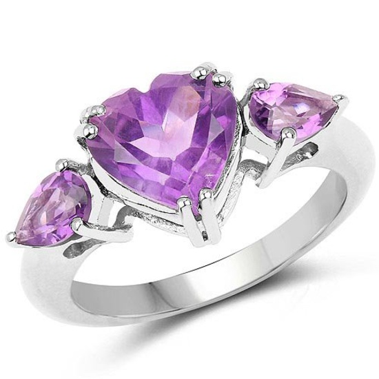 2.74 Carat Genuine Amethyst .925 Sterling Silver Ring