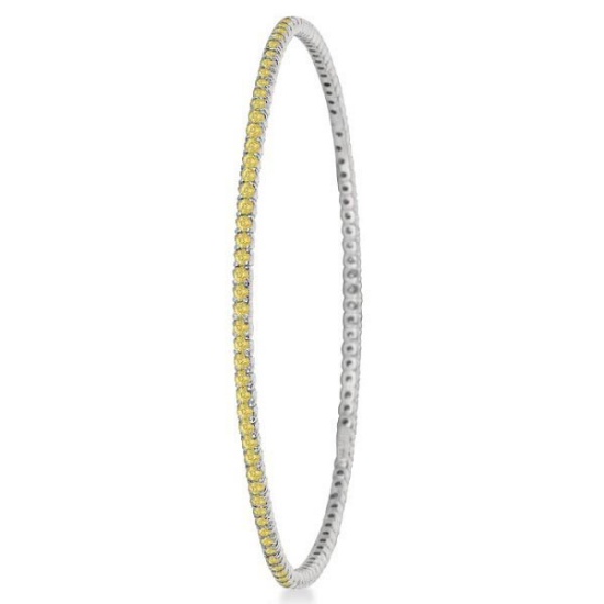 Fancy Yellow Diamond Eternity Bangle Bracelet 14k White Gold (2.60ct)