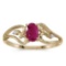 Certified 10k Yellow Gold Oval Ruby And Diamond Ring 0.37 CTW