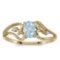Certified 10k Yellow Gold Oval Aquamarine And Diamond Ring 0.3 CTW