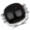 14.04 Carat Genuine Black Onyx and White Topaz .925 Sterling Silver Ring