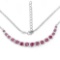 5.09 Carat Genuine Ruby and White Diamond .925 Sterling Silver Necklace