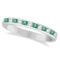 Channel-Set Emerald and Diamond Ring Band 14k White Gold (0.40ctw)