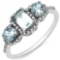 1.28 Carat Genuine Aquamarine & White Diamond 10K White Gold Ring